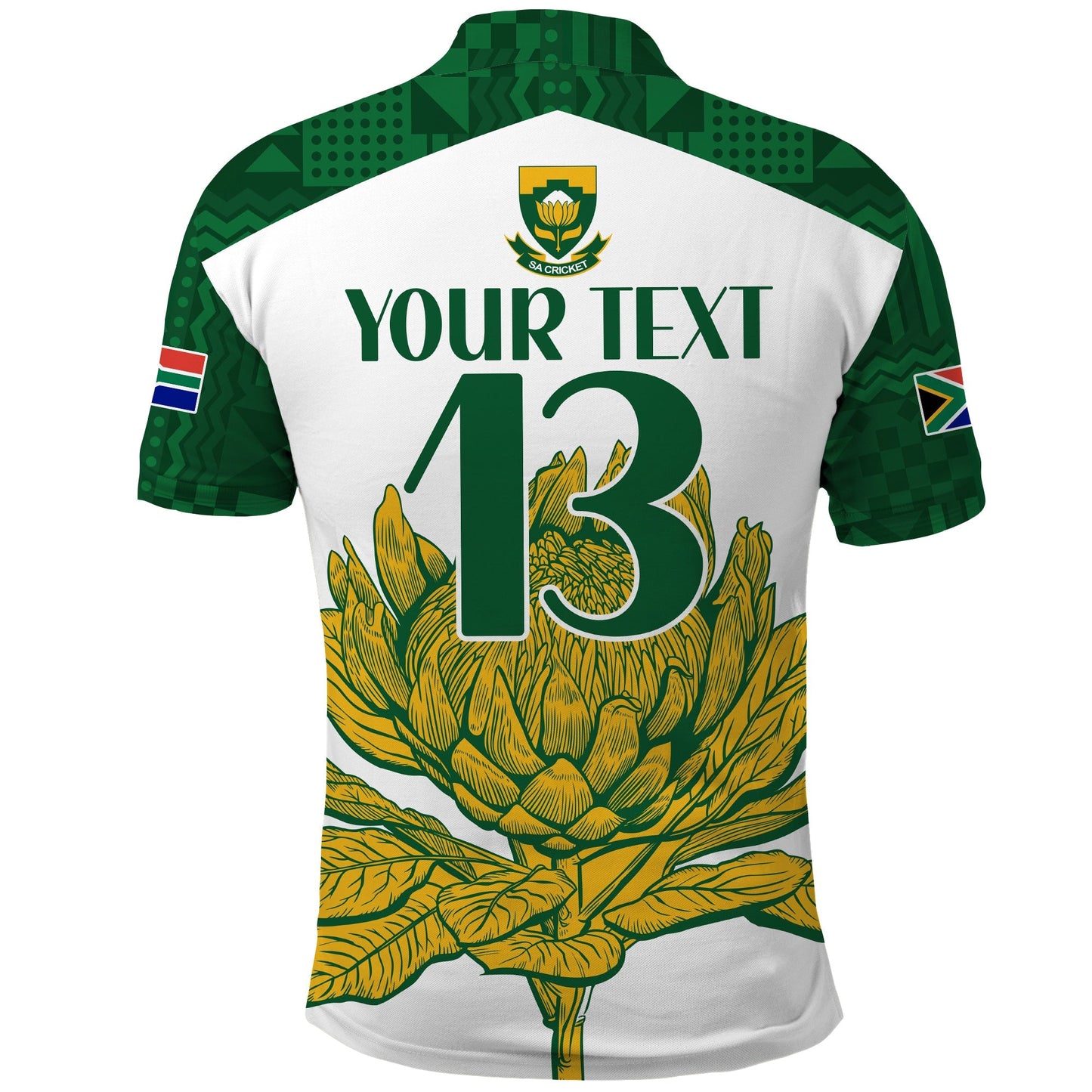 (Custom Text and Number) South Africa Cricket Polo Shirt Go Proteas Boxing Day Test