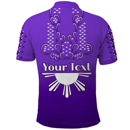 Custom Personalised Philippines Polo Shirt Sun Filipino Purple Barong