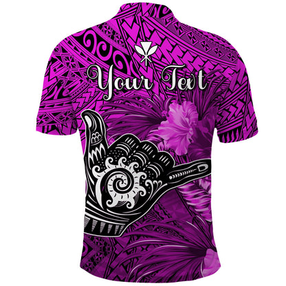 Custom Personalised The Shaka Hawaii Polo Shirt Tropical Flowers Purple Version