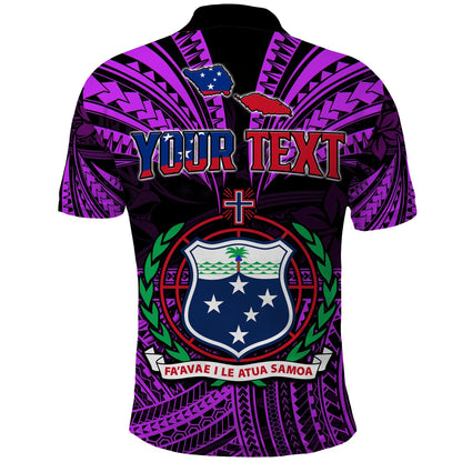 Custom Personalised Samoa Tatau Polo Shirt Purple Polynesian Proud Samoan