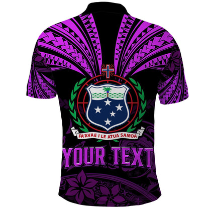 Custom Personalised Samoa Tatau Polo Shirt Purple Polynesian Ula Nifo