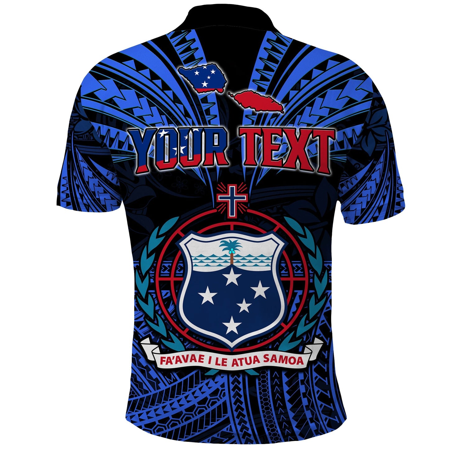 Custom Personalised Samoa Tatau Polo Shirt Blue Polynesian Proud Samoan