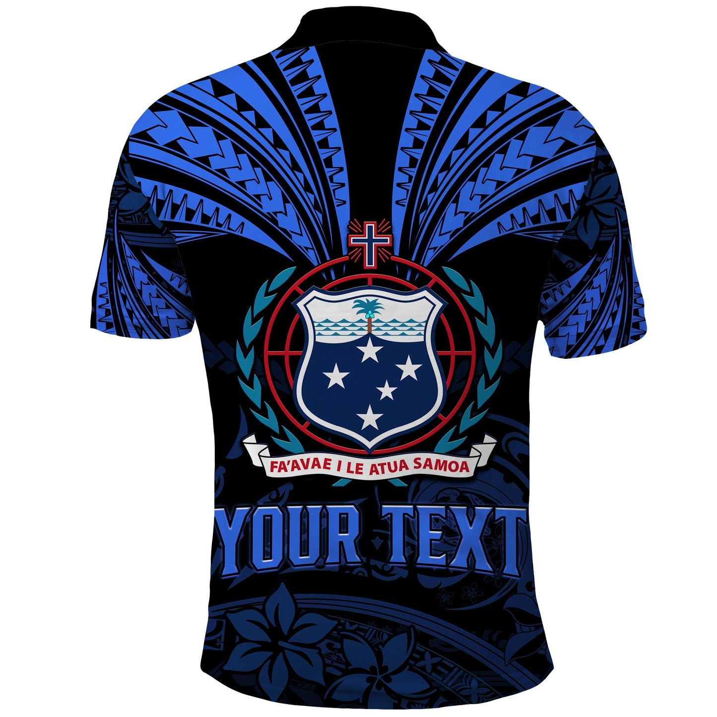 Custom Personalised Samoa Tatau Polo Shirt Blue Polynesian Ula Nifo