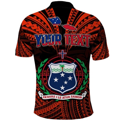 Custom Personalised Samoa Tatau Polo Shirt Red Polynesian Proud Samoan