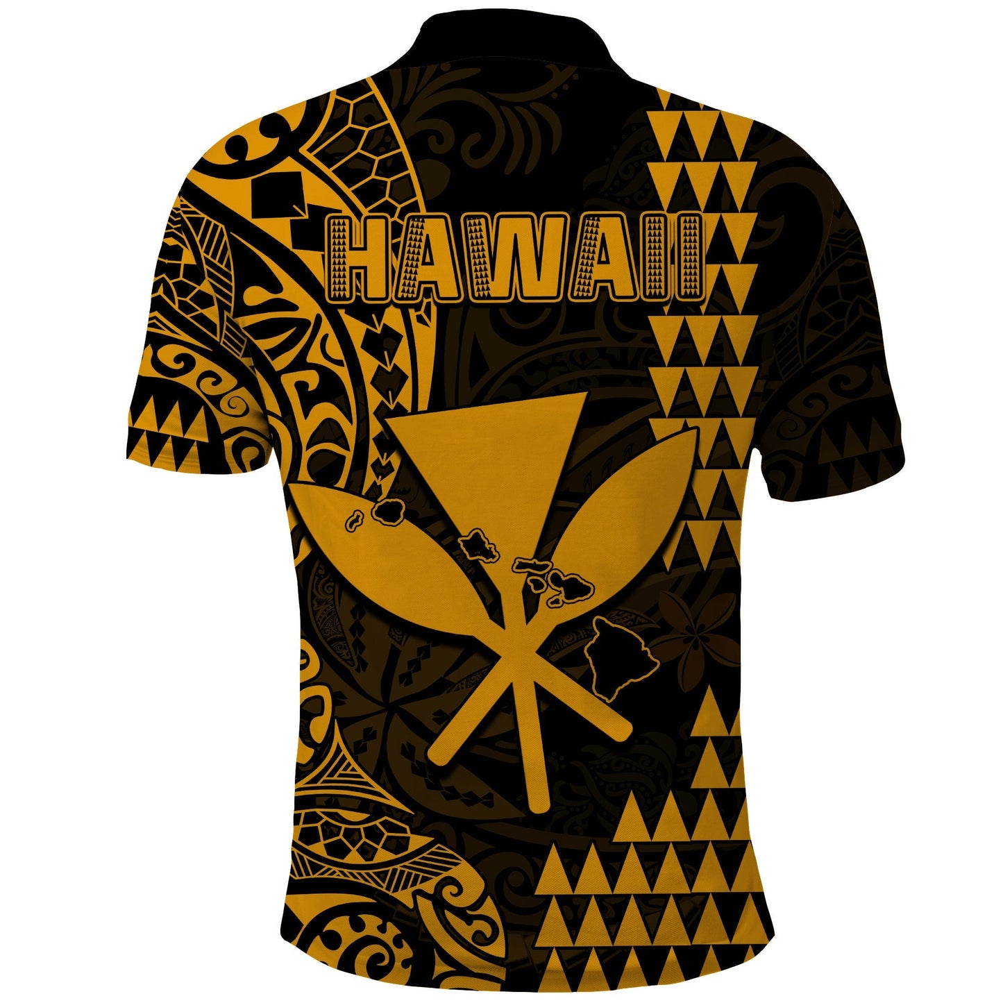 Hawaii Day Kakau Polo Shirt Proud To Be Hawaiian Gold King Kamehameha and Kanaka Maoli