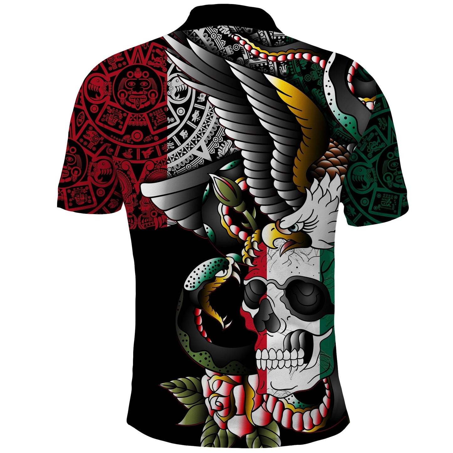Mexico Polo Shirt Mexican Skull Eagle With Angry Snake