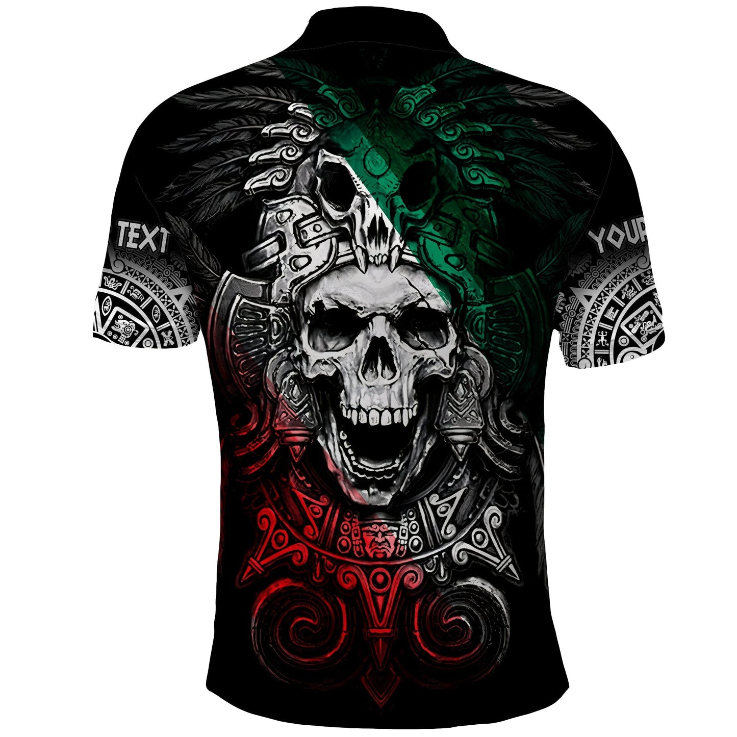 Custom Mexico Polo Shirt Skull Eagle Aztec