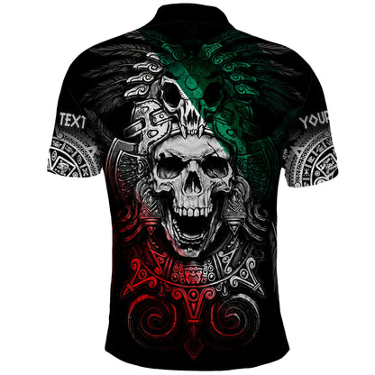 Custom Mexico Polo Shirt Skull Eagle Aztec
