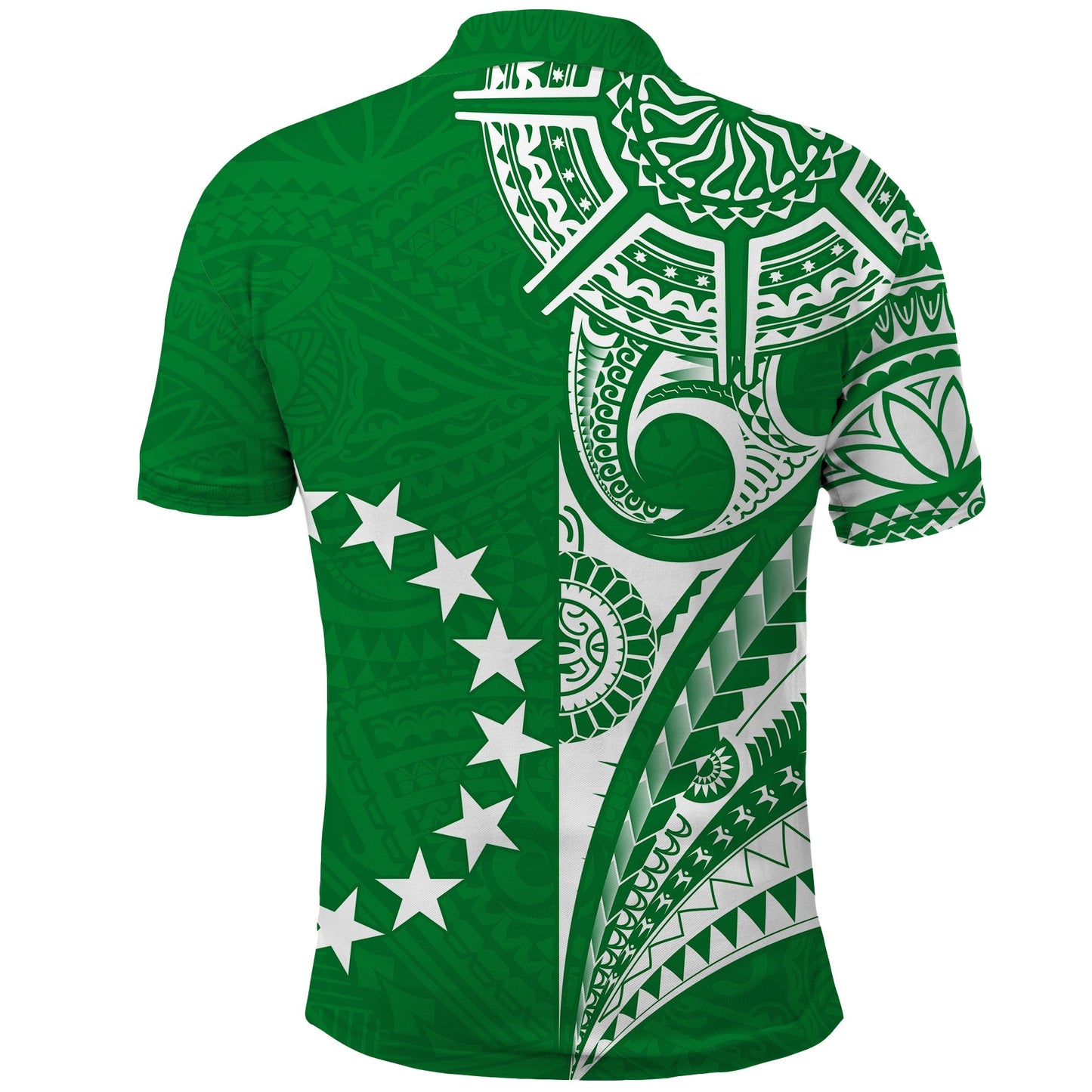 Cook Islands Tatau Polo Shirt Symbolize Passion Stars Version Green