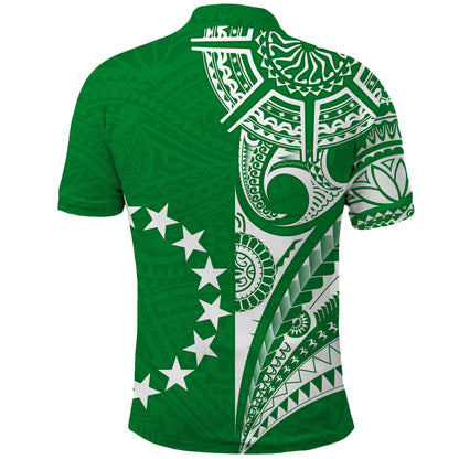 Cook Islands Tatau Polo Shirt Symbolize Passion Stars Version Green