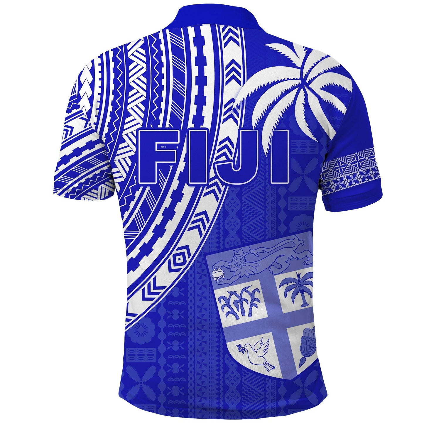 Fiji Rugby Sevens Polo Shirt Fijian 7s Tapa Polynesian Blue Ver.02