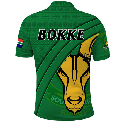 South Africa Rugby Polo Shirt Bokke Springbok With African Pattern Stronger Together
