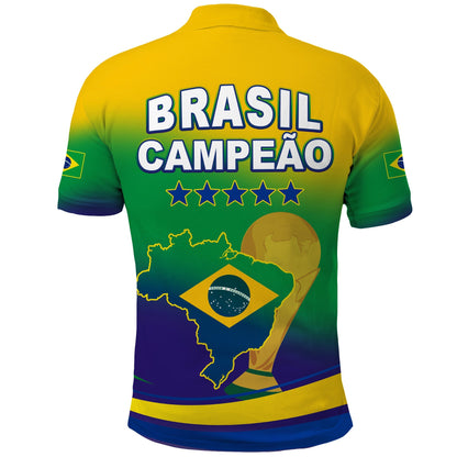 Brazil Football Polo Shirt Soccer 2022 World Cup Selecao Brasil Campeao Style Color Flag
