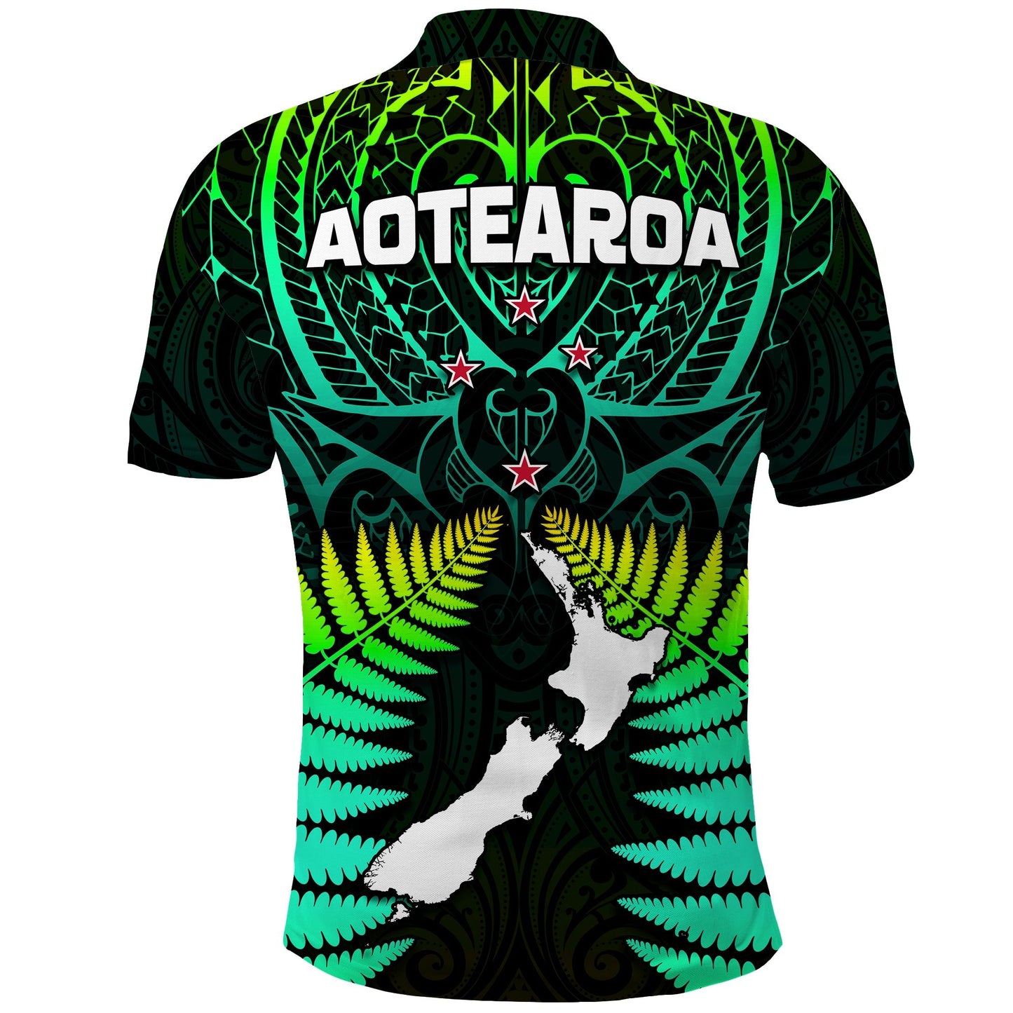 Aotearoa Fern Polo Shirt New Zealand Hei Tiki Green Style