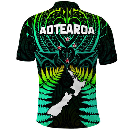 Aotearoa Fern Polo Shirt New Zealand Hei Tiki Green Style