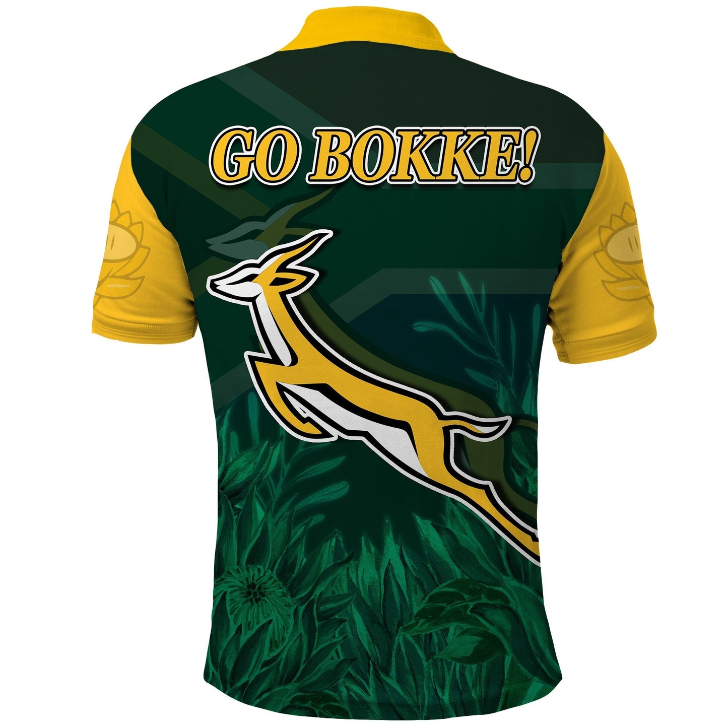 South Africa Rugby Polo Shirt Springboks King Protea Go Bokke