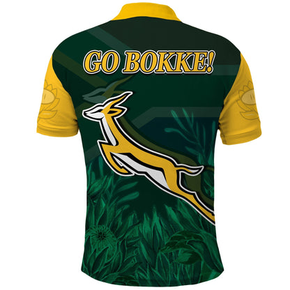South Africa Rugby Polo Shirt Springboks King Protea Go Bokke