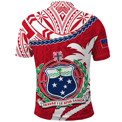 Samoa Polo Shirt Samoan Coat Of Arms With Coconut Red Style