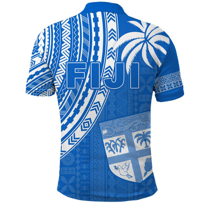 Fiji Rugby Sevens Polo Shirt Fijian 7s Tapa Polynesian Blue Ver.01
