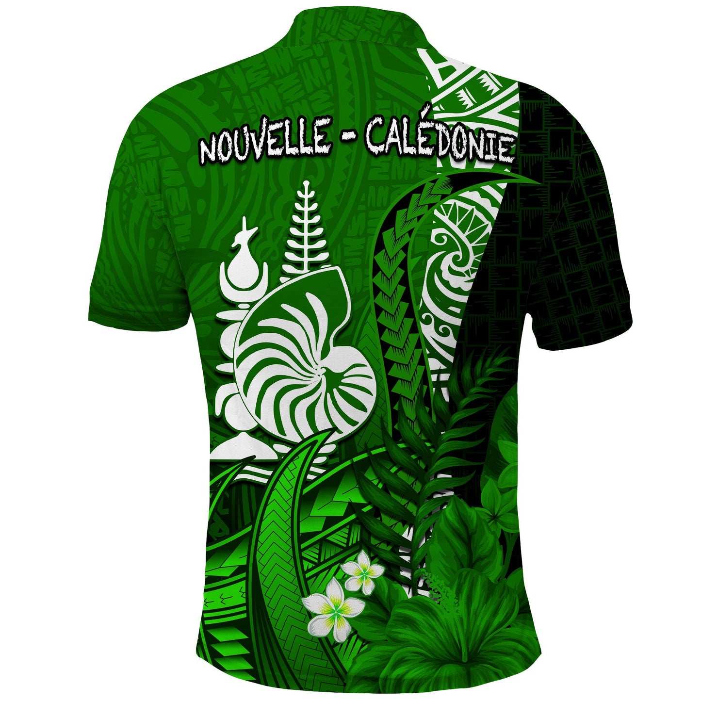 Custom Personalised New Caledonia Polo Shirt Nautilus Green Polynesian Hibiscus