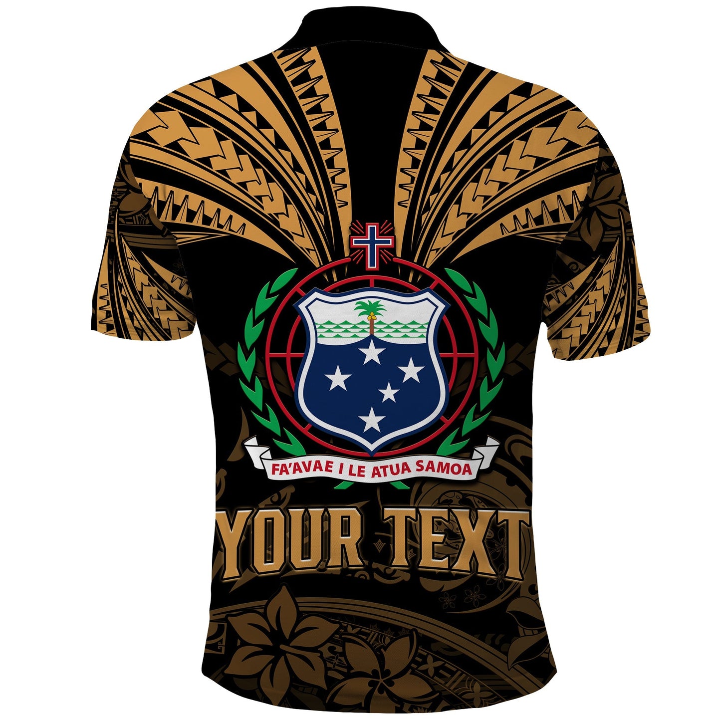 Custom Personalised Samoa Tatau Polo Shirt Gold Polynesian Ula Nifo