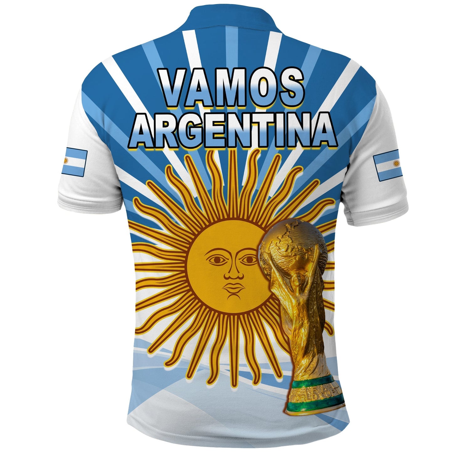 Argentina Football Polo Shirt The Sun WC2022 Soccer Vamos La Albiceleste