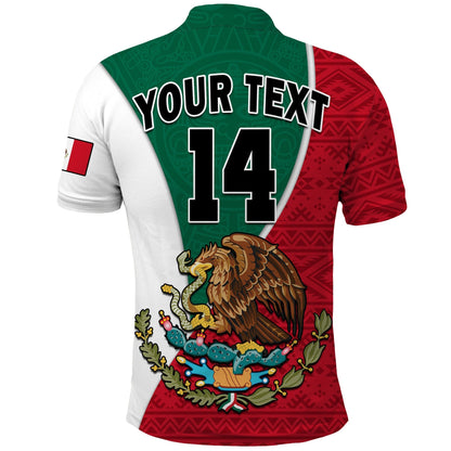 (Custom Text and Number) Mexico Polo Shirt Mexican Aztec Pattern