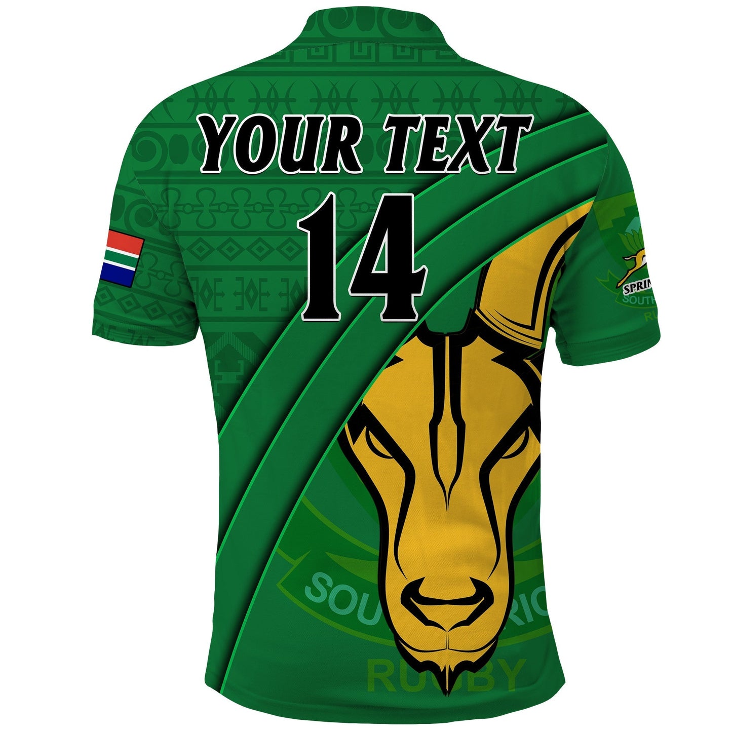(Custom Text And Number) South Africa Rugby Polo Shirt Bokke Springbok With African Pattern Stronger Together