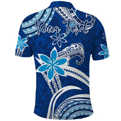 Custom Personalised Hawaii Flowers Wave Polo Shirt Kanaka Maoli Blue Polynesian