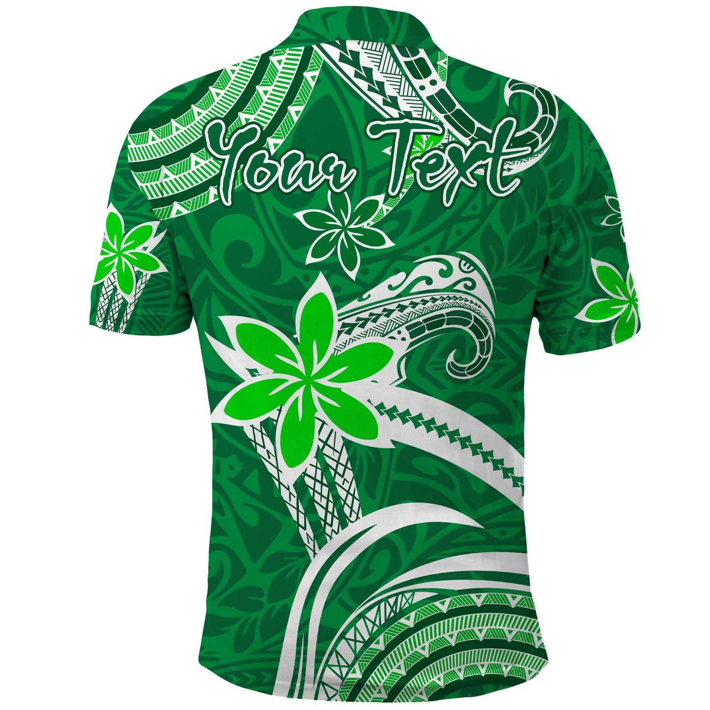 Custom Personalised Hawaii Flowers Wave Polo Shirt Kanaka Maoli Green Polynesian