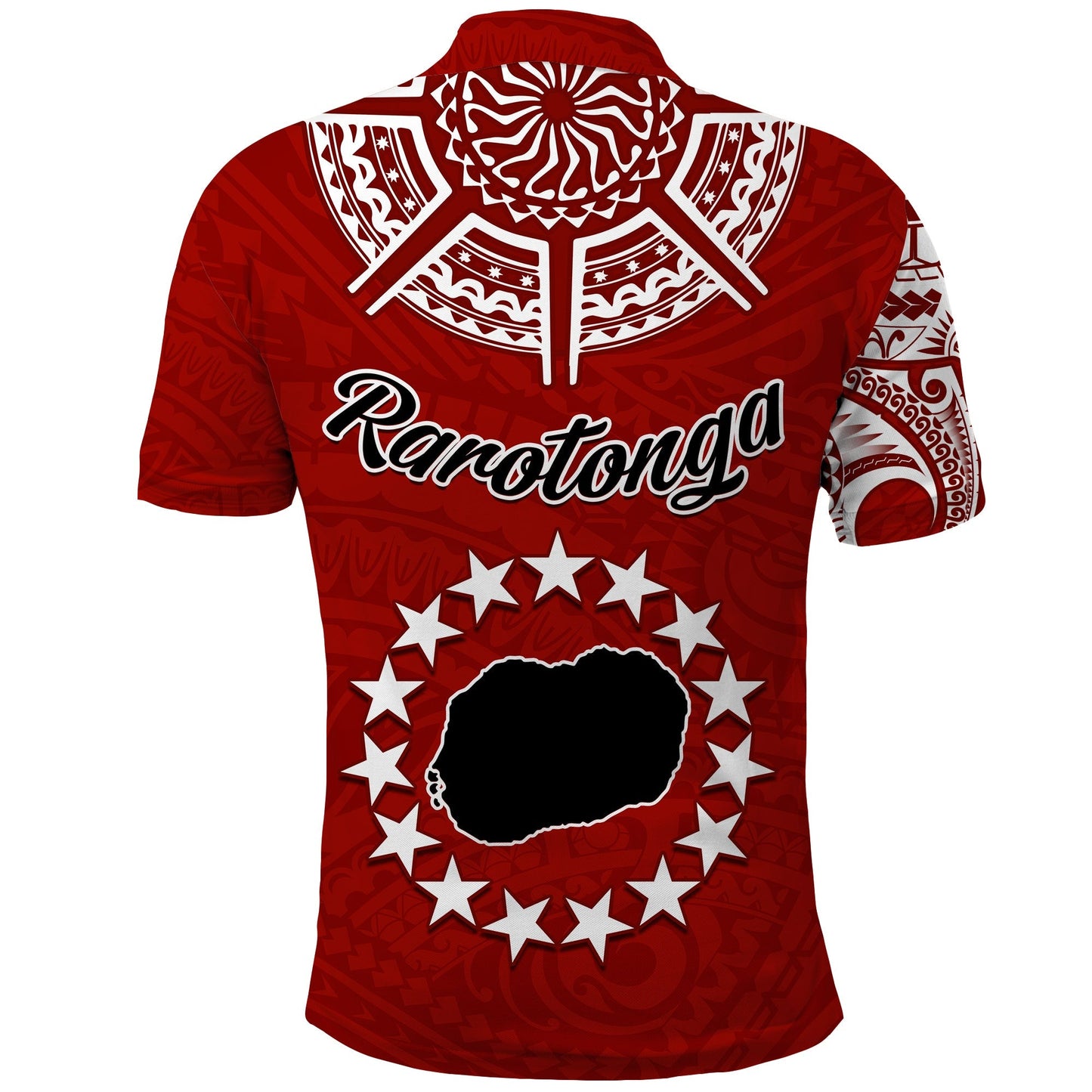 Rarotonga Cook Islands Polo Shirt Turtle and Map Style Red