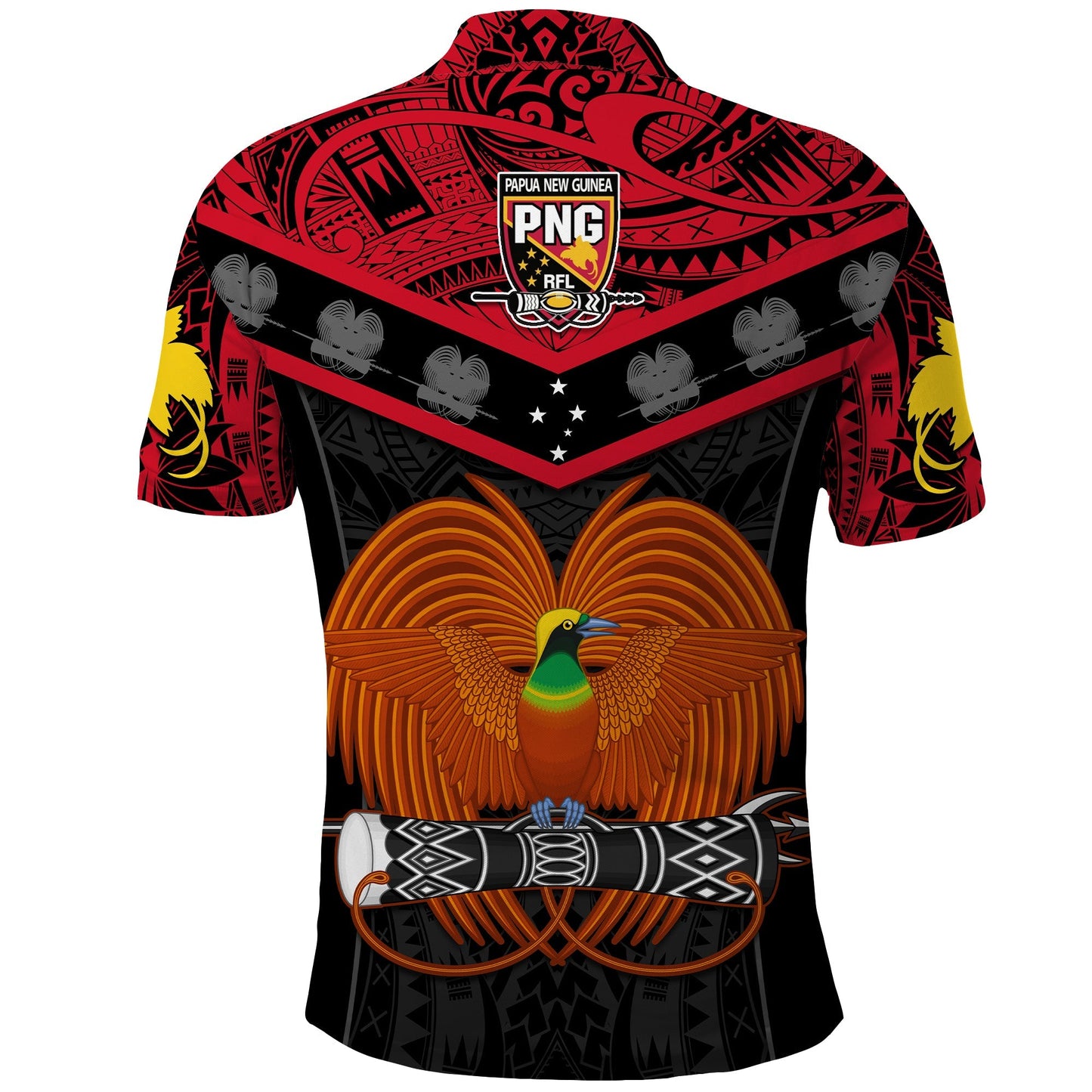 Papua New Guinea Rugby Polo Shirt PNG Kumuls Bird Of Paradise Black