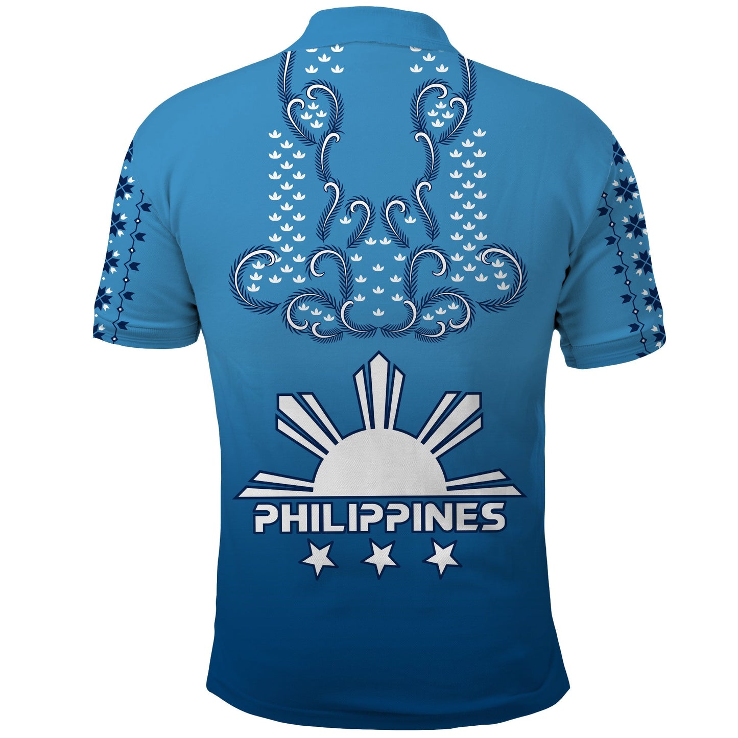 Philippines Polo Shirt Sun Filipino Blue Barong