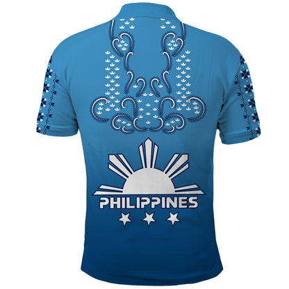 Philippines Polo Shirt Sun Filipino Blue Barong