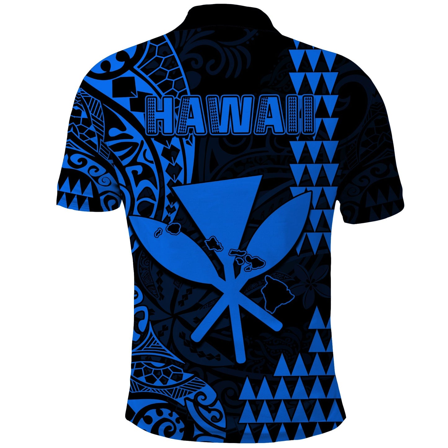 Hawaii Day Kakau Polo Shirt Proud To Be Hawaiian Blue King Kamehameha and Kanaka Maoli