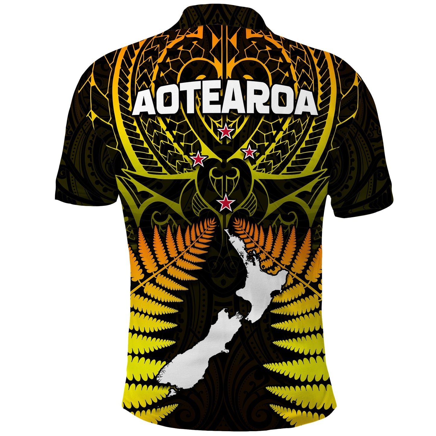 Aotearoa Fern Polo Shirt New Zealand Hei Tiki Gold Style