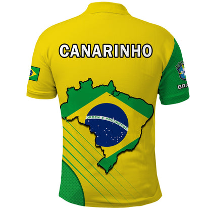 Brazil Football Polo Shirt Brasil Map Come On Canarinho Sporty Style