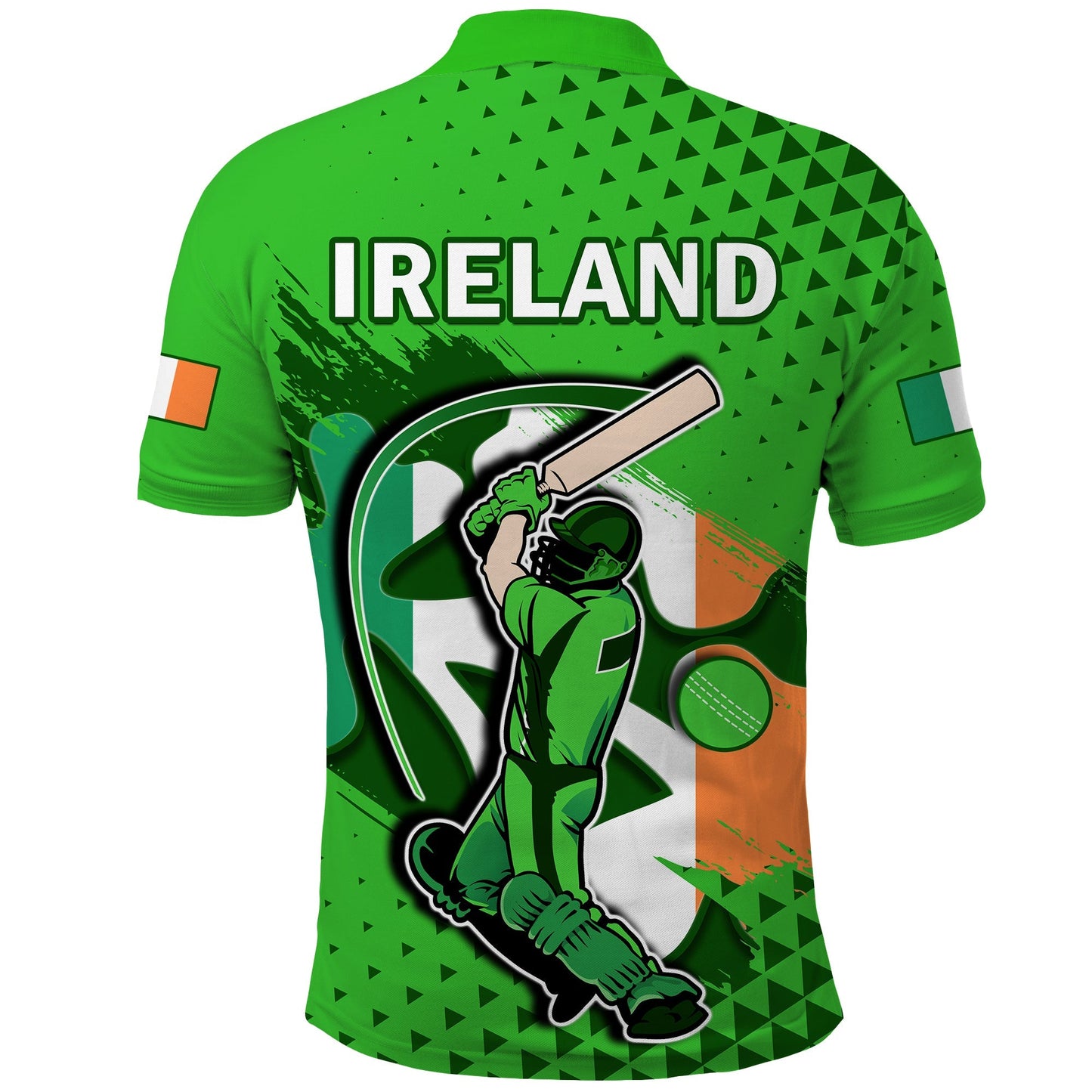Ireland Cricket Polo Shirt Irish Flag Shamrock Sporty Style