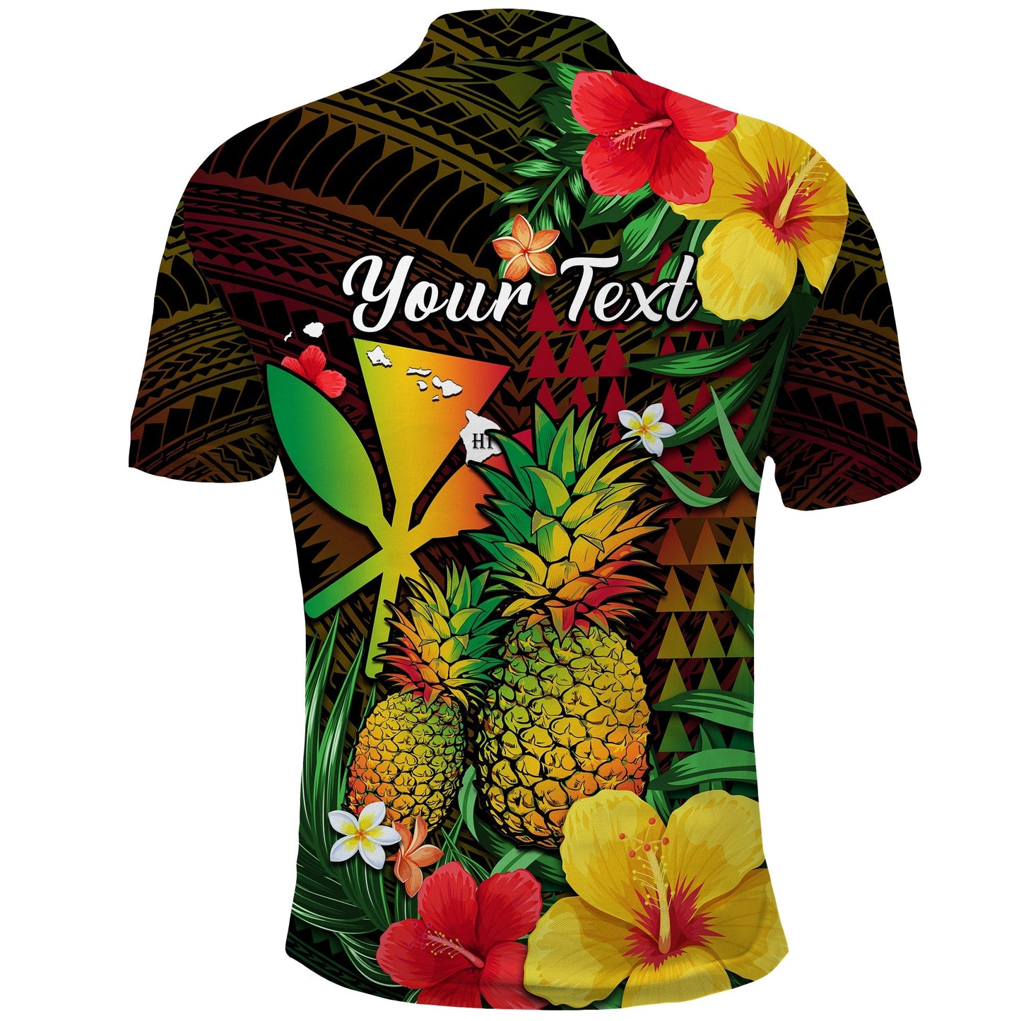 Custom Personalised Hawaii Polo Shirt Pineapple Mix Kakau Reggae Kanaka