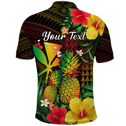 Custom Personalised Hawaii Polo Shirt Pineapple Mix Kakau Reggae Kanaka