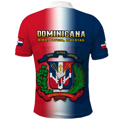 Dominican Republic Polo Shirt Dominicana Coat Of Arms Gradient Style