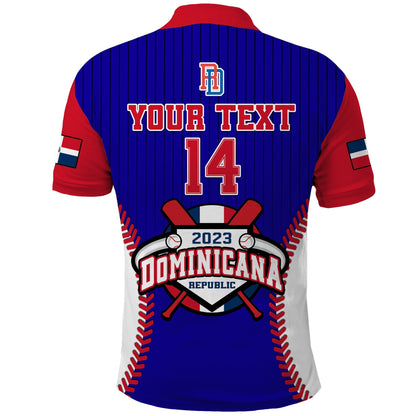 (Custom Text And Number) Dominican Republic Baseball Polo Shirt 2023 Version Blue