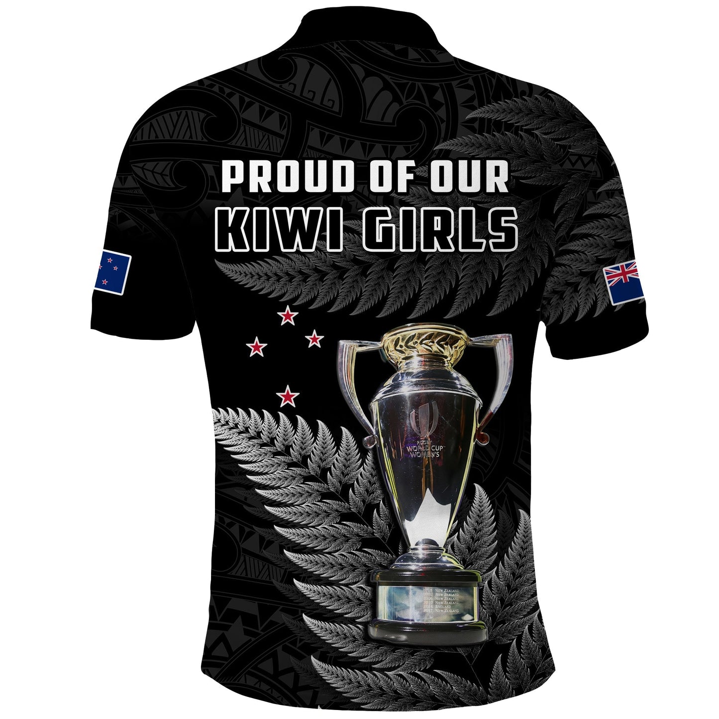 New Zealand 2022 Rugby Polo Shirt Black Fern Proud Champions RWC