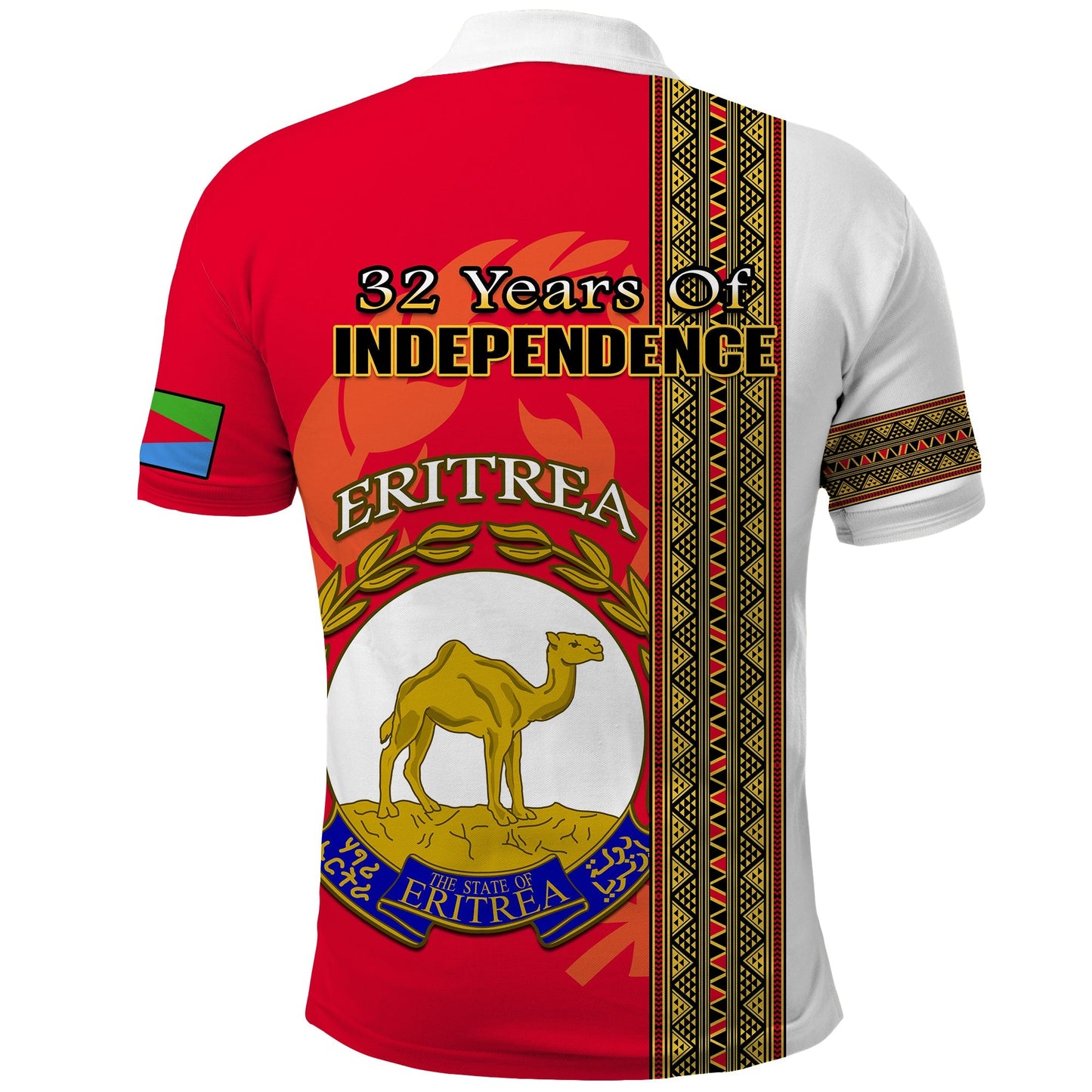 Eritrea Polo Shirt African Pattern Happy Independence Day Version White