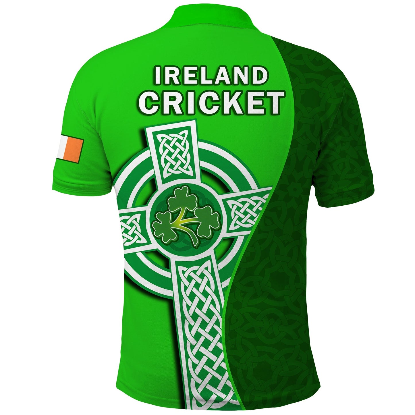 Ireland Cricket Polo Shirt Irish Flag Celtic Cross Sporty Style
