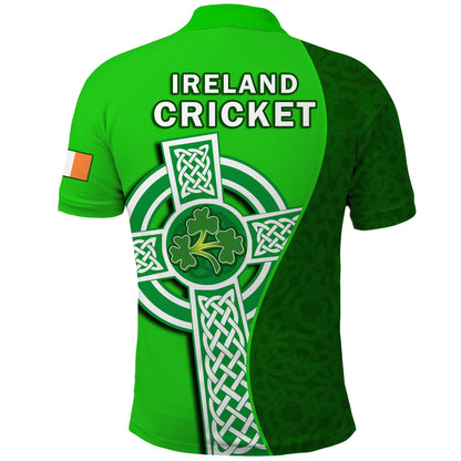 Ireland Cricket Polo Shirt Irish Flag Celtic Cross Sporty Style