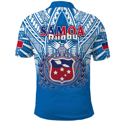 Samoa Rugby Polo Shirt Toa Samoa Polynesian Pacific Blue Version