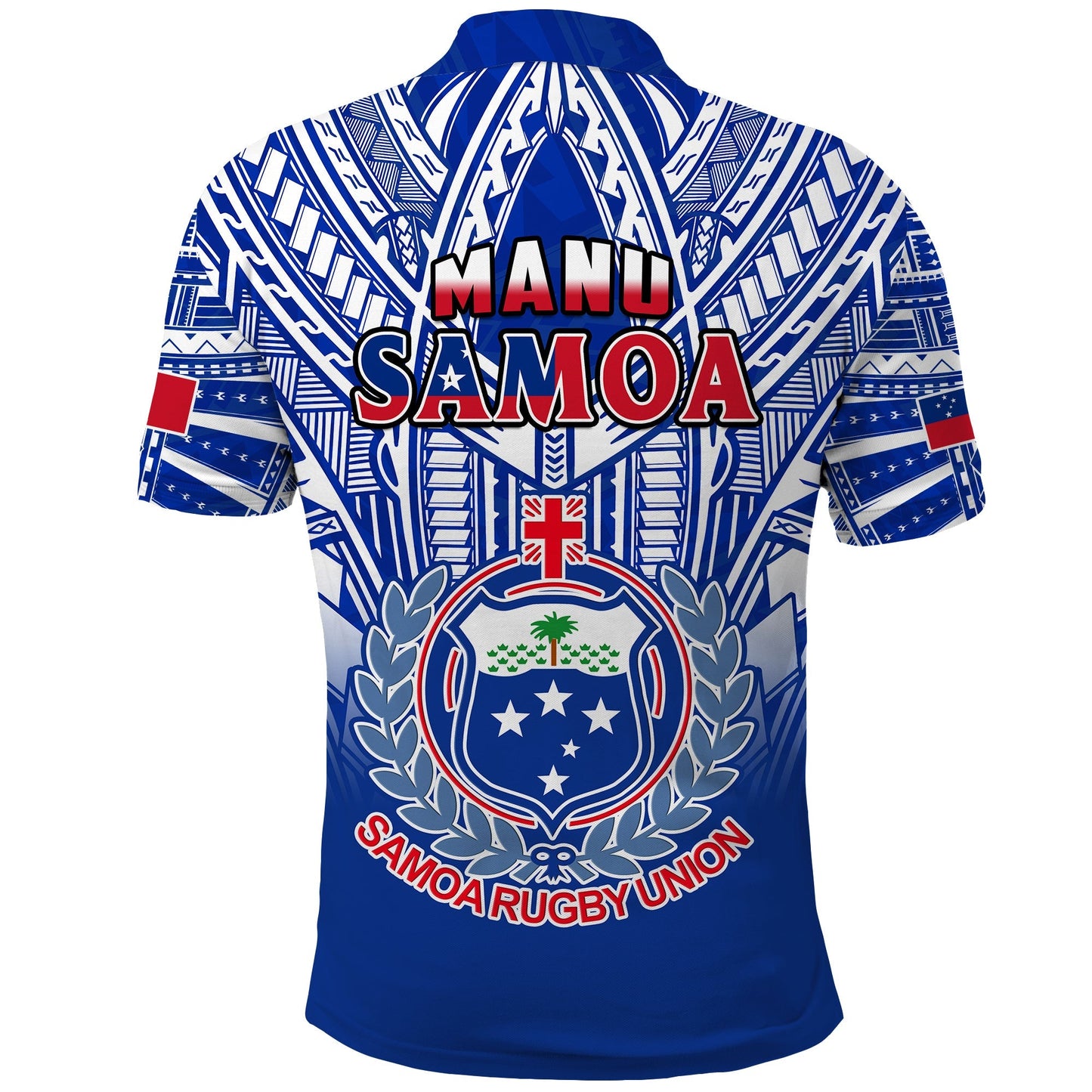 Samoa Rugby Polo Shirt Manu Samoa 7s Ginger Blue Polynesian
