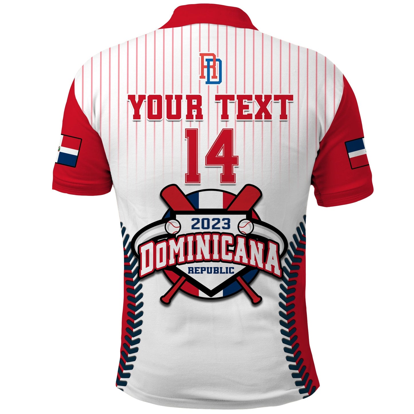 (Custom Text And Number) Dominican Republic Baseball Polo Shirt 2023 Version White