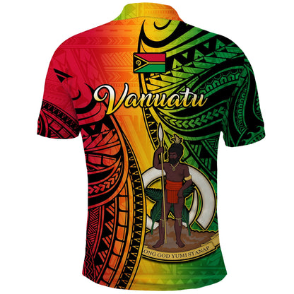 Custom Personalised Vanuatu Polo Shirt Luganville Polynesian Reggae Coat Of Arms